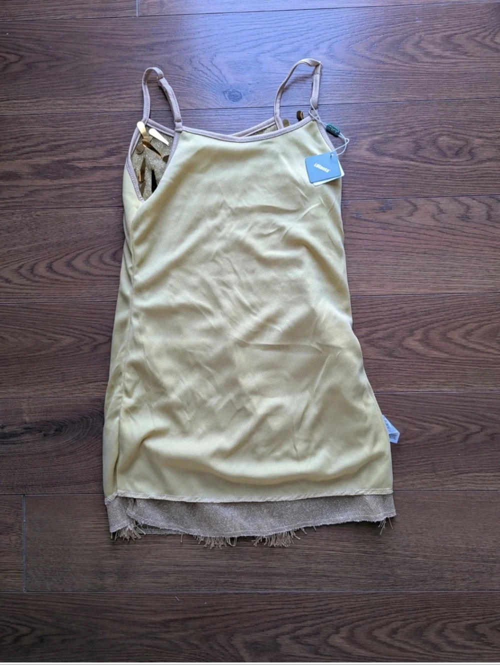 Lolanta 2 Piece Latin Dance Costume Gold Childs Size 130 & 160 Sequin Fringe NWT